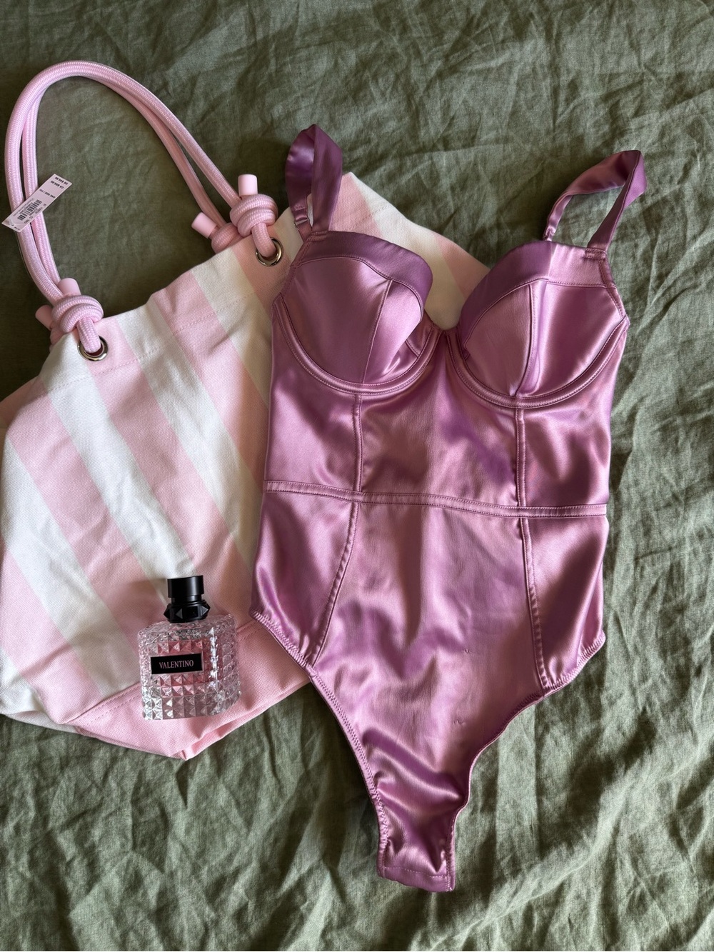 Victoria’s Secret Satin Lavender / pink  Bodysuit size 32 C